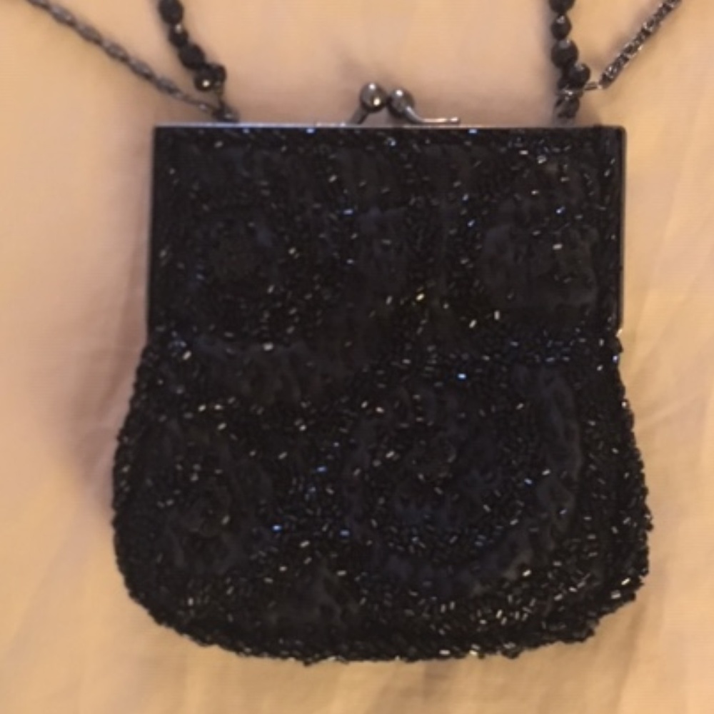 Carlo Fellini Beaded Black Evening Bag
